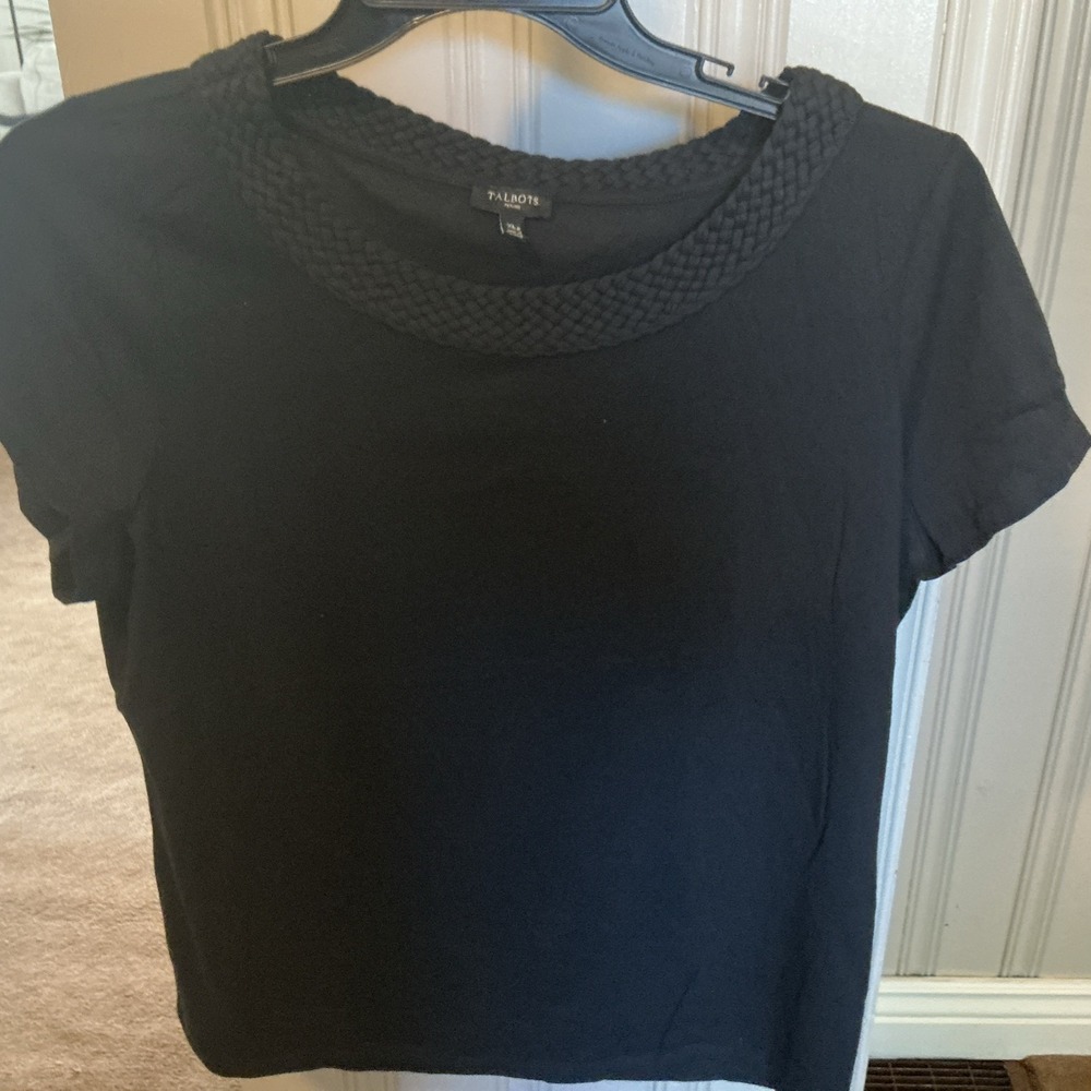 Talbots Petites Size XLP Black Short Sleeve Top